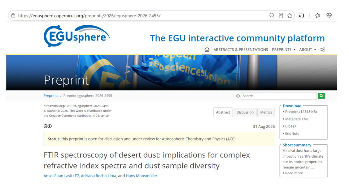 Lavitz at al. ACP manuscript was posted as preprint on EGUsphere